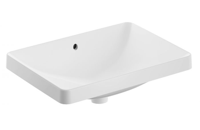 Umywalka ceramiczna GEBERIT VARIFORM wpuszczana w blat prostokątny bez otworu z przelewem 550 x 400 x 178 mm biała | 500736012