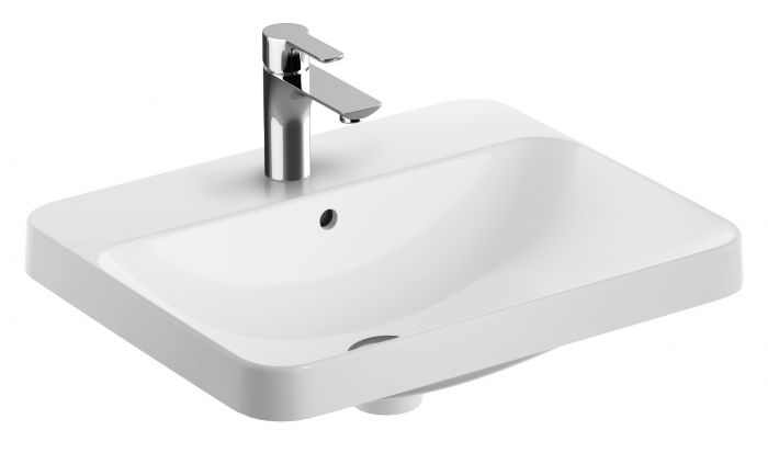 Umywalka ceramiczna GEBERIT VARIFORM do montażu w blatach pod umywalkę od góry wpuszczana w blat prostokątny z otworem z przelewem 550 x 450 x 178 mm biała | 500741012
