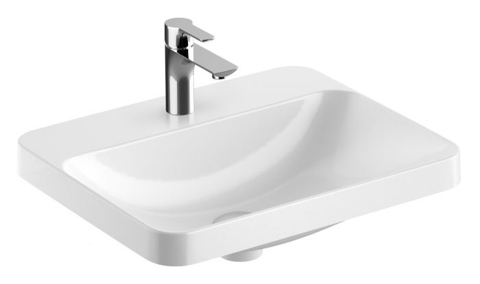Umywalka ceramiczna GEBERIT VARIFORM wpuszczana w blat prostokątny z otworem bez przelewu 550 x 450 x 178 mm biała | 500742012