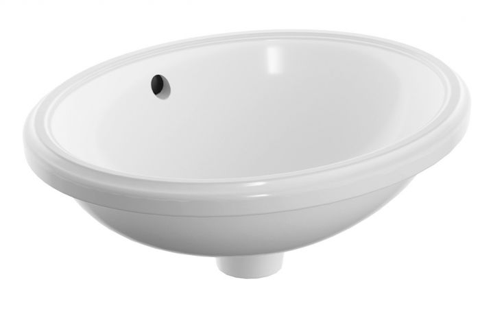 Umywalka ceramiczna GEBERIT VARIFORM podblatowa owalny bez otworu z przelewem 495 x 420 x 180 mm biała | 500748012