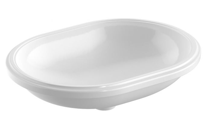 Umywalka ceramiczna GEBERIT VARIFORM podblatowa owalny bez otworu bez przelewu 625 x 490 x 180 mm biała | 500758012