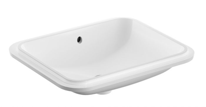 Umywalka ceramiczna GEBERIT VARIFORM podblatowa prostokątny bez otworu z przelewem 580 x 490 x 178 mm biała z powłoką KeraTect | 500764002
