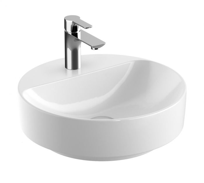 Umywalka ceramiczna GEBERIT VARIFORM stawiana na blat okrągły z otworem bez przelewu 450 x 158 mm biała | 500770012