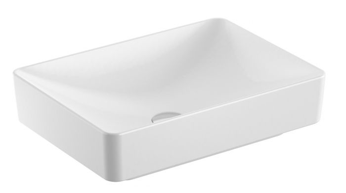 Umywalka ceramiczna GEBERIT VARIFORM stawiana na blat prostokątny bez otworu bez przelewu 550 x 400 x 158 mm biała | 500779012