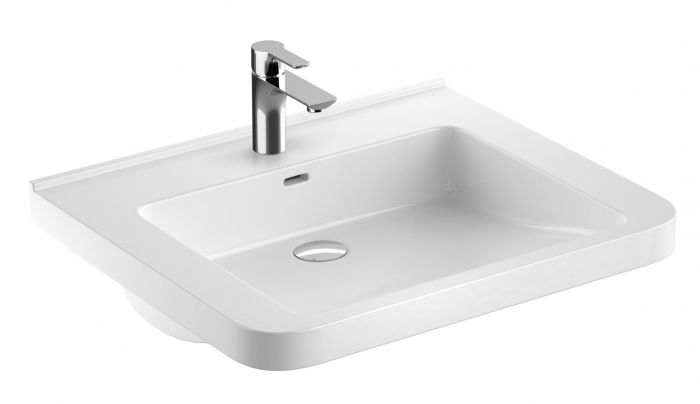 Umywalka ceramiczna GEBERIT SELNOVA COMFORT z otworem z przelewem 650 x 550 x 155 mm biała | 500788017