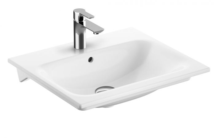 Umywalka ceramiczna GEBERIT SELNOVA SQUARE meblowa z otworem z przelewem z cienkim rantem 550 x 480 x 168 mm biała | 500993001