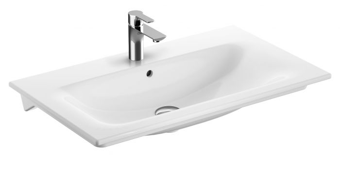 Umywalka ceramiczna GEBERIT SELNOVA SQUARE meblowa z otworem z przelewem z cienkim rantem 800 x 480 x 168 mm biała | 500995001