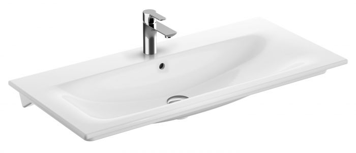 Umywalka ceramiczna GEBERIT SELNOVA SQUARE meblowa z otworem z przelewem z cienkim rantem 1000 x 480 x 168 mm biała | 500997001