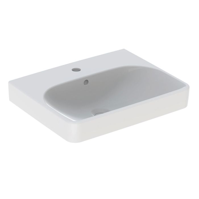 Umywalka ceramiczna GEBERIT SMYLE SQUARE z otworem z przelewem 550 x 440 x 120 mm z powłoką KeraTect  | 500259018