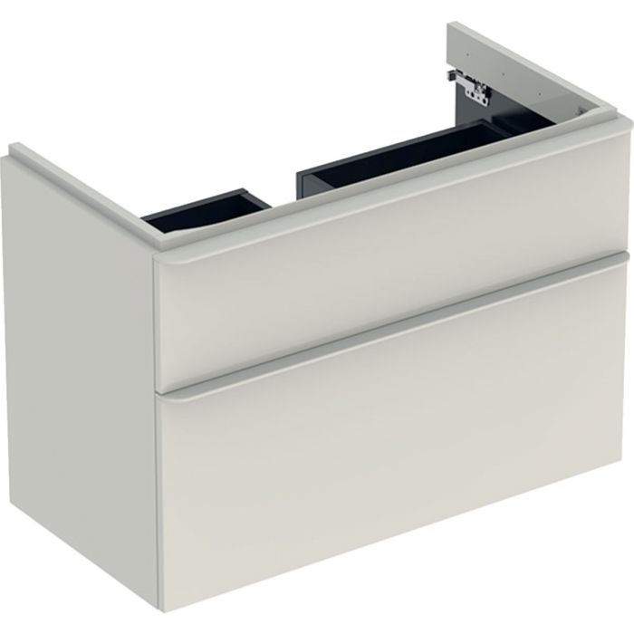 Szafka podumywalkowa wisząca płyta wiórowa 884 x 470 x 617 mm szary piaskowy z dwoma szufladami, wilgocioodporna GEBERIT SMYLE SQUARE | 500354JL1
