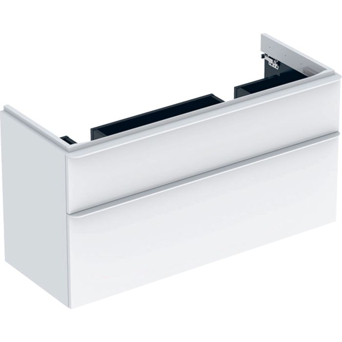 Szafka podumywalkowa wisząca płyta wiórowa 1184 x 470 x 617 mm biała połysk z dwoma szufladami, wilgocioodporna GEBERIT SMYLE SQUARE | 500356001