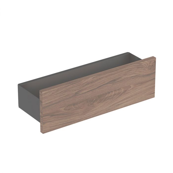 SMYLE SQUARE szafka wisząca z 3 haczykami na ręczniki 450 x 150 x 148 mm Sprasowana trójwarstwowa płyta wiórowa orzech włoski hickory / melamina, struktura drewna w komplecie elementy mocujące