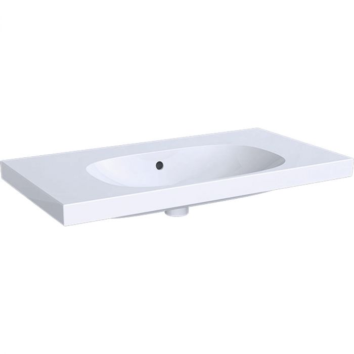 Umywalka ceramiczna GEBERIT Acanto B90 meblowa z powierzchnią odkładczą bez otworu z przelewem z możliwością mocowania na podstawie 900 x 482 x 168 mm biała | 500624012