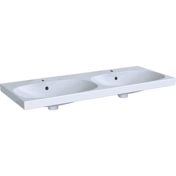 Acanto B120 umywalka ceramiczna meblowa prostokątny 2-otworowa z 2 przelewami 1200 x 482 x 168 mm biała mocowanie Geberit typ EFF1 w komplecie: elementy mocujące