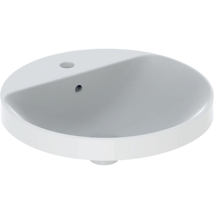 Umywalka ceramiczna GEBERIT VARIFORM wpuszczana w blat okrągła z otworem z przelewem 480 x 480 x 180 mm biała  | 500704012