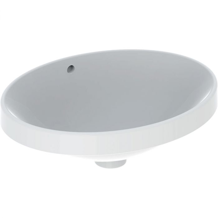 Umywalka ceramiczna GEBERIT VARIFORM wpuszczana w blat owalny bez otworu z przelewem 500 x 400 x 178 mm biała | 500709012