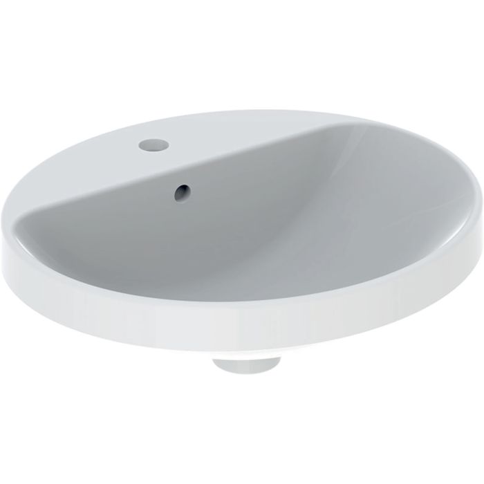 Umywalka ceramiczna GEBERIT VARIFORM wpuszczana w blat okrągła z otworem z przelewem spód szkliwiony 480 x 480 x 180 mm biała  | 500705012