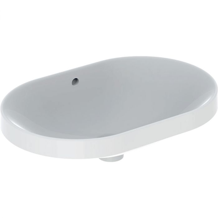 Umywalka ceramiczna GEBERIT VARIFORM wpuszczana w blat owalny bez otworu z przelewem 600 x 400 x 178 mm biała | 500729012
