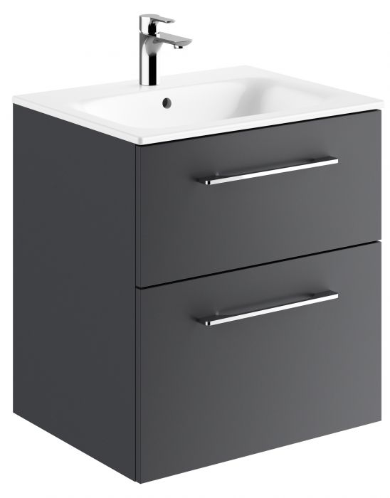 Zestaw łazienkowy 600 x 502 x 652 mm lava GEBERIT SELNOVA SQUARE szafka pod umywalkę z dwiema szufladami, z umywalką meblową z cienkim rantem, z przelewem, z otworem na baterię  | 501237001