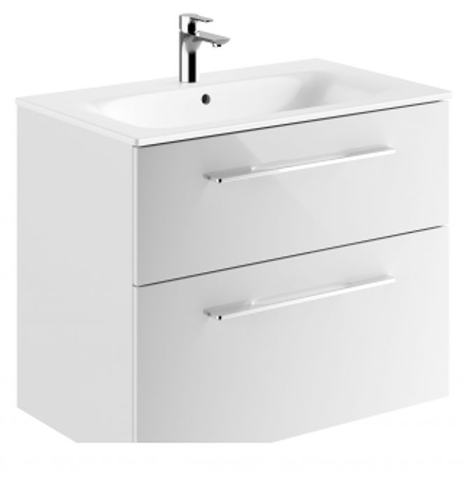 Zestaw łazienkowy 800 x 502 x 652 mm biały GEBERIT SELNOVA SQUARE szafka pod umywalkę z dwiema szufladami, z umywalką meblową z cienkim rantem, z przelewem, z otworem na baterię  | 501240001