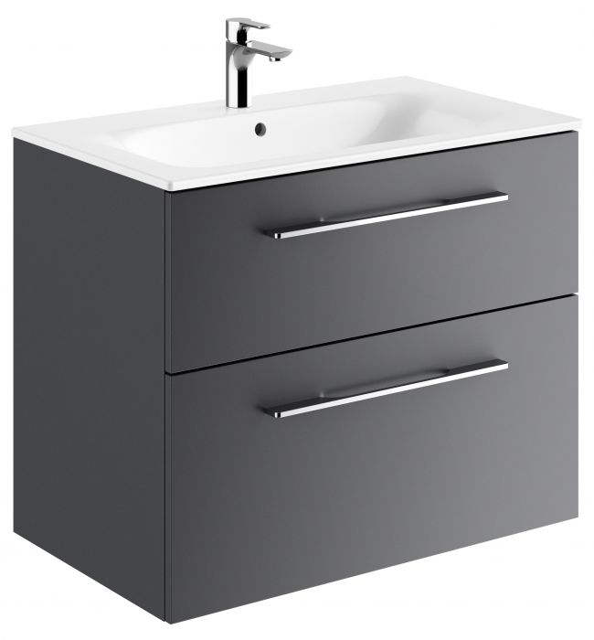 Zestaw łazienkowy 800 x 502 x 652 mm lava GEBERIT SELNOVA SQUARE szafka pod umywalkę z dwiema szufladami, z umywalką meblową z cienkim rantem, z przelewem, z otworem na baterię | 501241001