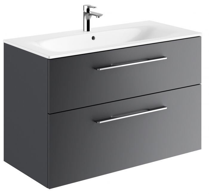 Zestaw łazienkowy 1000 x 502 x 652 mm lava GEBERIT SELNOVA SQUARE szafka pod umywalkę z dwiema szufladami, z umywalką meblową z cienkim rantem, z przelewem, z otworem na baterię | 501245001