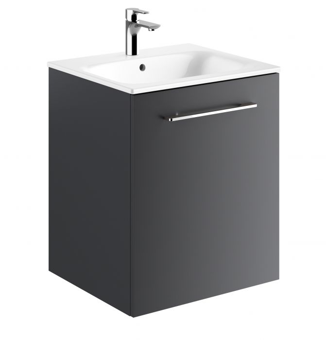 Zestaw łazienkowy 550 x 502 x 652 mm lava GEBERIT SELNOVA SQUARE szafka pod umywalkę z jednymi drzwiami, z umywalką meblową z cienkim rantem, z przelewem, z otworem na baterię | 501249001