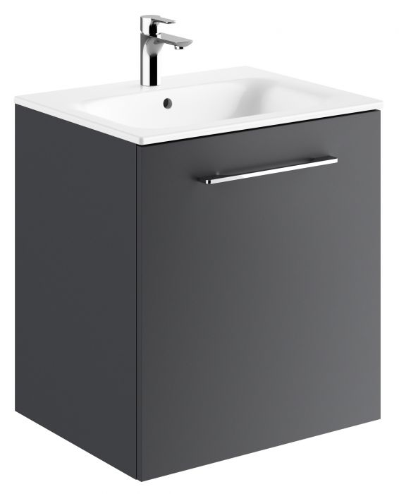 Zestaw łazienkowy 600 x 502 x 652 mm lava GEBERIT SELNOVA SQUARE szafka pod umywalkę z jednymi drzwiami, z umywalką meblową z cienkim rantem, z przelewem, z otworem na baterię  | 501253001
