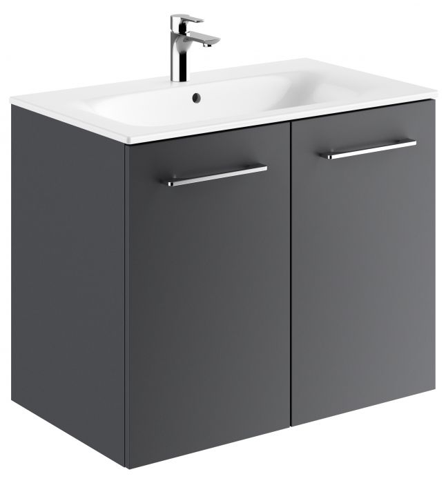Zestaw łazienkowy 800 x 502 x 652 mm lava GEBERIT SELNOVA SQUARE szafka pod umywalkę z dwojgiem drzwi, z umywalką meblową z cienkim rantem, z przelewem, z otworem na baterię | 501257001