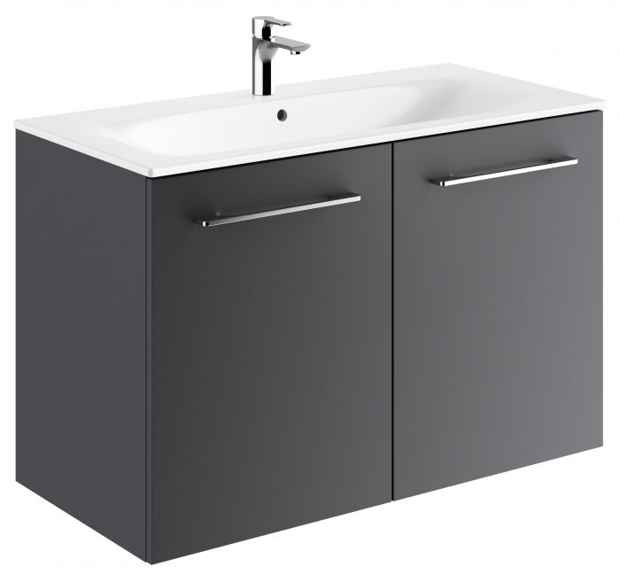 Zestaw łazienkowy 1000 x 502 x 652 mm lava GEBERIT SELNOVA SQUARE szafka pod umywalkę z dwojgiem drzwi, z umywalką meblową z cienkim rantem, z przelewem, z otworem na baterię  | 501261001