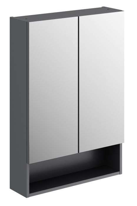Szafka z lustrem płyta wiórowa 588 x 175 x 850 mm lava z dwoma drzwiami, z otwartą półką, z czterema przekładanymi szklanymi półkami GEBERIT SELNOVA SQUARE | 501265001