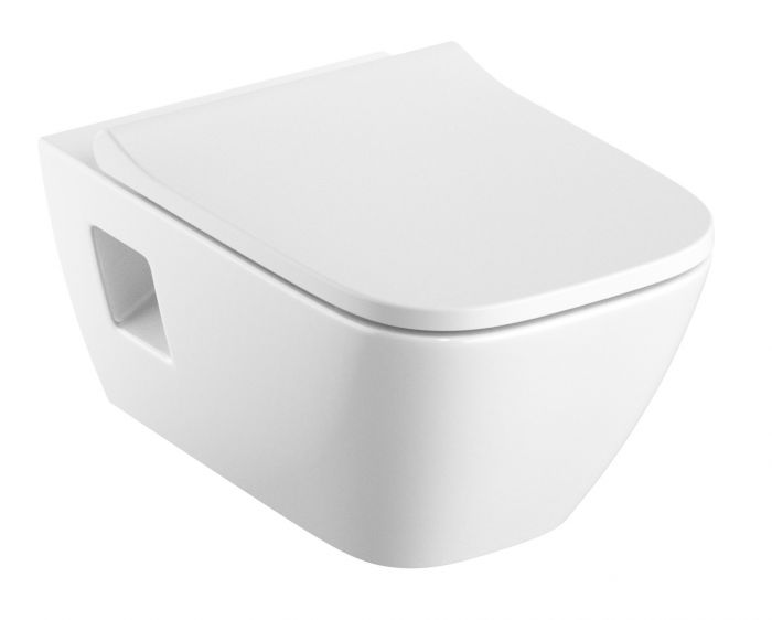 Miska WC ceramiczna wisząca GEBERIT SELNOVA SQUARE lejowa Rimfree 35 x 54 cm biała | 501546011