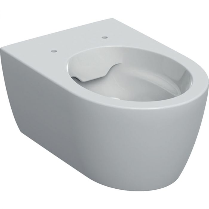 Miska wc ceramiczna wisząca GEBERIT iCon lejowa, Rimfree w komplecie elementy mocujące 35.5 x 53 cm biała | 501661001