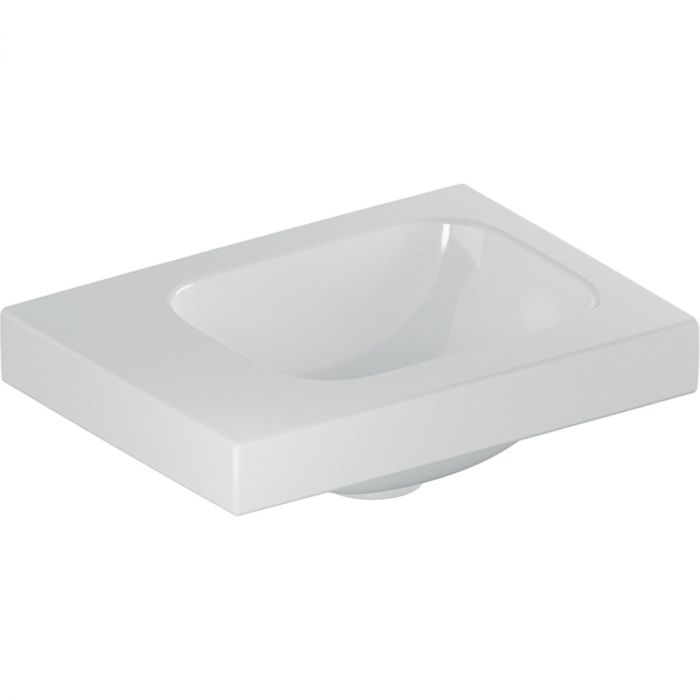 Umywalka ceramiczna GEBERIT iCon Light możliwość osadzenia w blacie kompaktowa bez otworu bez przelewu z półką z lewej strony 380 x 280 x 140 mm biała  | 501831003