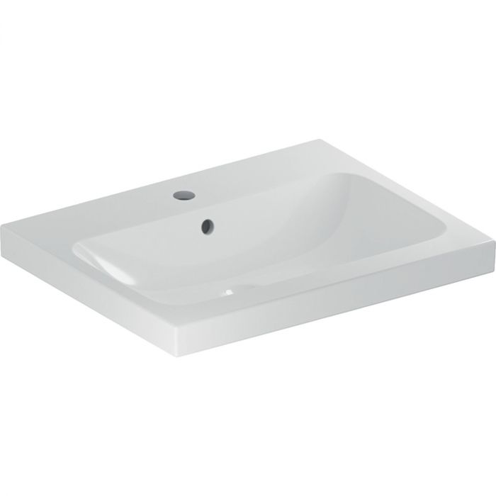 Umywalka ceramiczna GEBERIT iCon Light możliwość osadzenia w blacie ścienna z otworem z przelewem 600 x 480 x 160 mm biała | 501834001