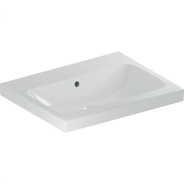 Umywalka ceramiczna GEBERIT iCon Light możliwość osadzenia w blacie ścienna bez otworu z przelewem 600 x 480 x 160 mm biała  | 501834003
