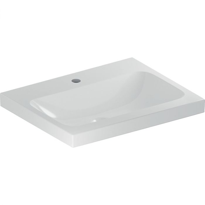 Umywalka ceramiczna GEBERIT iCon Light możliwość osadzenia w blacie ścienna z otworem bez przelewu 600 x 480 x 160 mm biała | 501834005