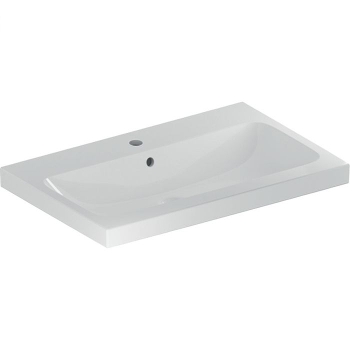Umywalka ceramiczna GEBERIT iCon Light możliwość osadzenia w blacie ścienna z otworem z przelewem 750 x 480 x 160 mm biała  | 501835001