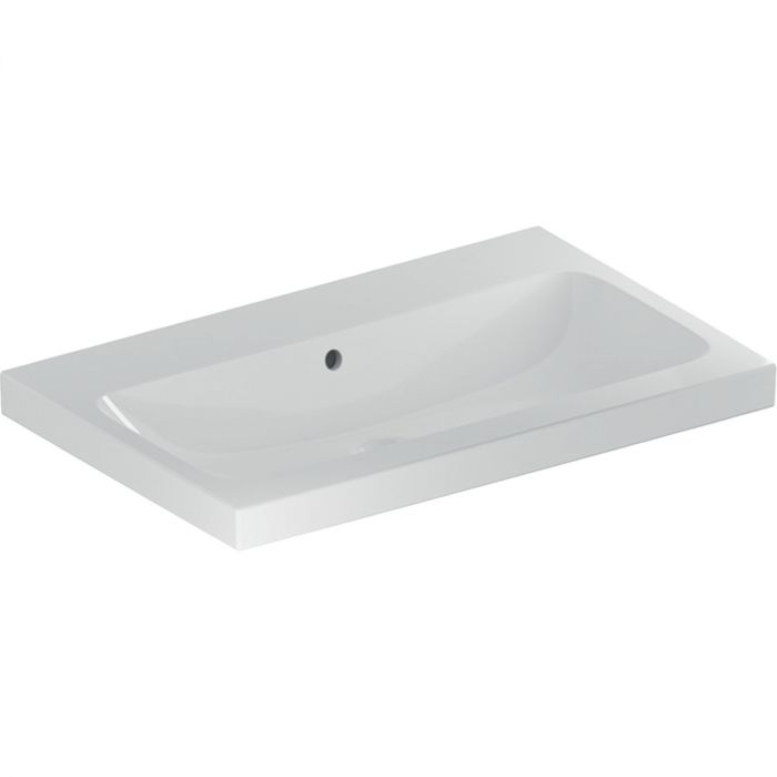 Umywalka ceramiczna GEBERIT iCon Light możliwość osadzenia w blacie ścienna bez otworu z przelewem 750 x 480 x 160 mm biała | 501835003