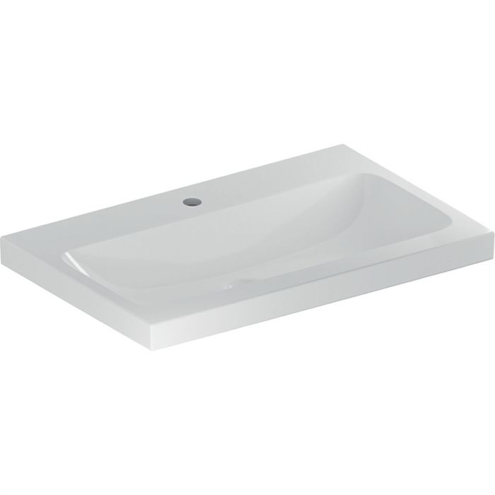 Umywalka ceramiczna GEBERIT iCon Light możliwość osadzenia w blacie ścienna z otworem bez przelewu 750 x 480 x 160 mm biała | 501835005