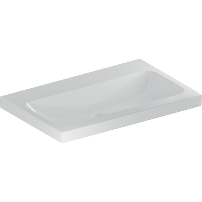 Umywalka ceramiczna GEBERIT iCon Light możliwość osadzenia w blacie ścienna bez otworu bez przelewu 750 x 480 x 160 mm biała | 501835007