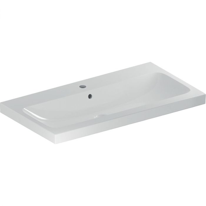 Umywalka ceramiczna GEBERIT iCon Light możliwość osadzenia w blacie ścienna z otworem z przelewem 900 x 480 x 160 mm biała | 501836001
