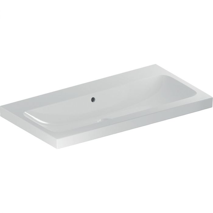 Umywalka ceramiczna GEBERIT iCon Light możliwość osadzenia w blacie ścienna bez otworu z przelewem 900 x 480 x 160 mm biała | 501836003