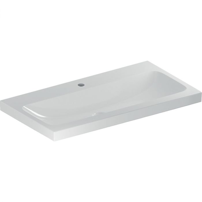 Umywalka ceramiczna GEBERIT iCon Light możliwość osadzenia w blacie ścienna z otworem bez przelewu 900 x 480 x 160 mm biała | 501836005