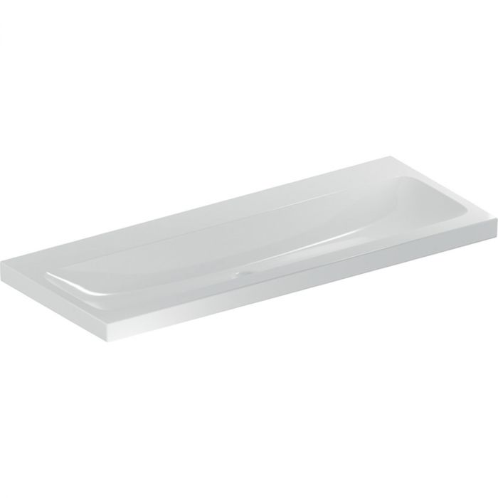 Umywalka ceramiczna GEBERIT iCon Light możliwość osadzenia w blacie ścienna bez otworu bez przelewu 1200 x 480 x 160 mm biała | 501837007