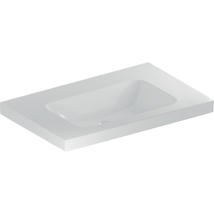 Umywalka ceramiczna GEBERIT iCon Light możliwość osadzenia w blacie bez otworu bez przelewu z powierzchnią odkładniczą 750 x 480 x 160 mm biała | 501839007