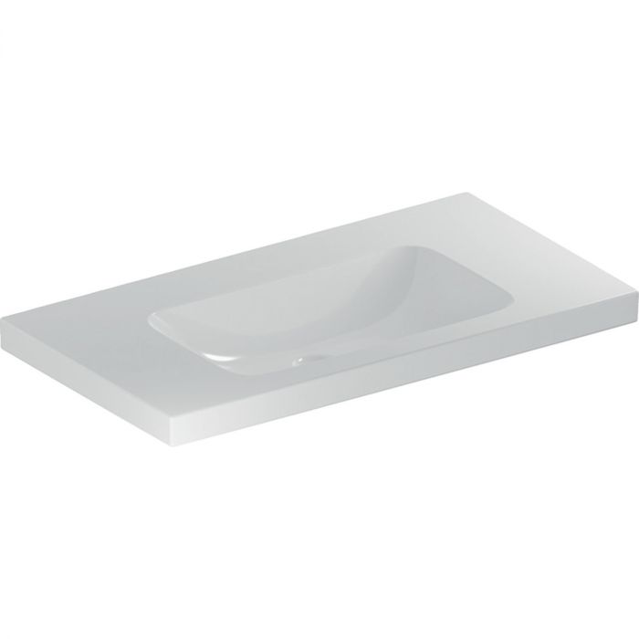 Umywalka ceramiczna GEBERIT iCon Light możliwość osadzenia w blacie bez otworu bez przelewu z powierzchnią odkładniczą 900 x 480 x 160 mm biała | 501840007