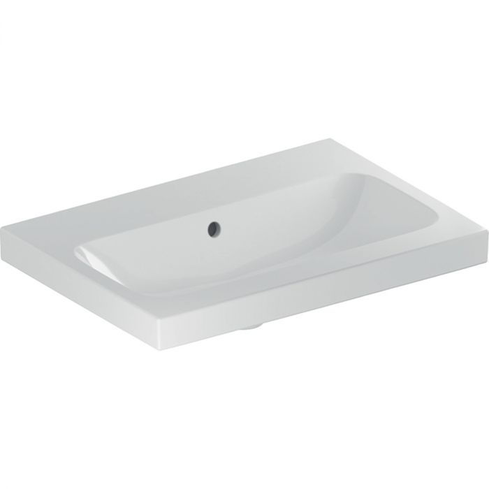 Umywalka ceramiczna GEBERIT iCon Light możliwość osadzenia w blacie krótka bez otworu z przelewem 600 x 420 x 170 mm biała | 501841003