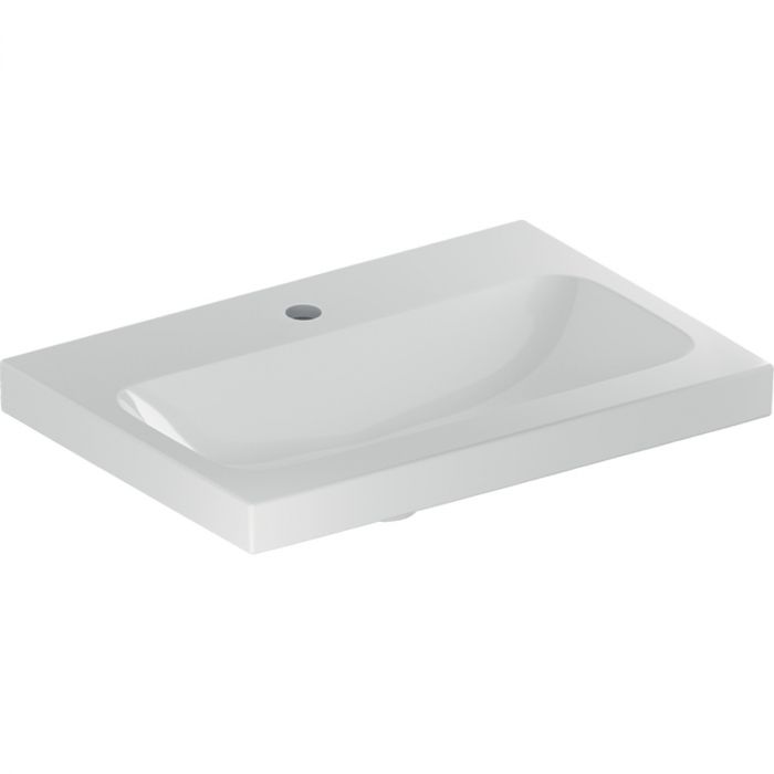 Umywalka ceramiczna GEBERIT iCon Light możliwość osadzenia w blacie krótka z otworem 600 x 420 x 170 mm biała | 501841005