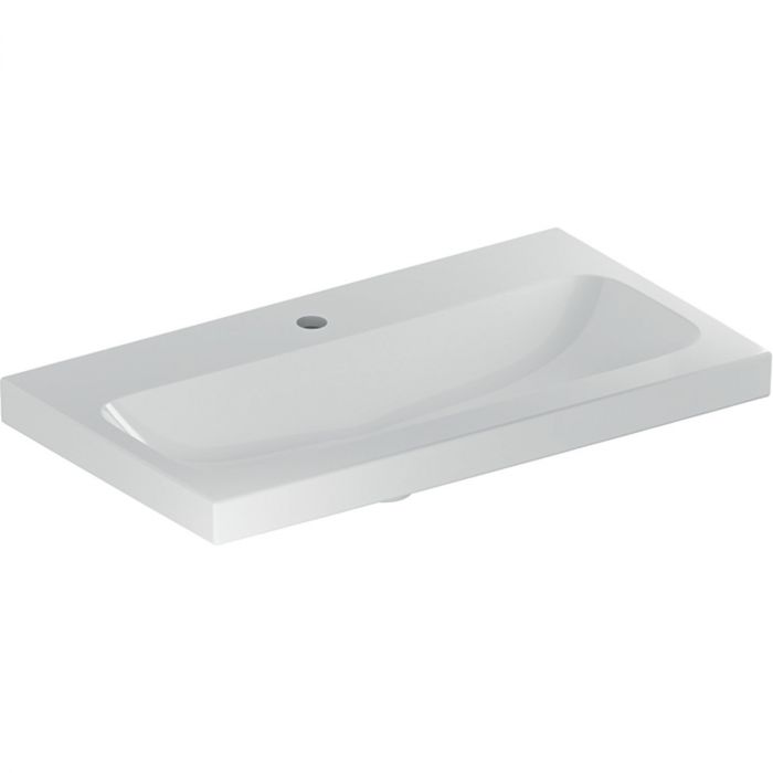 Umywalka ceramiczna GEBERIT iCon Light możliwość osadzenia w blacie krótka z otworem bez przelewu 750 x 420 x 170 mm biała | 501842005